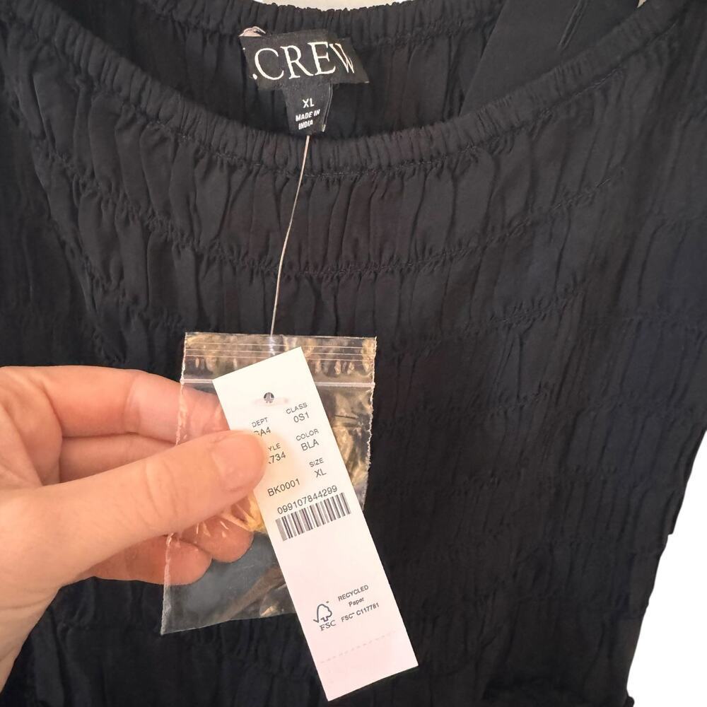 NWT J. Crew Smocked Midi Dress in Black CK734 Size XL - Picture 6 of 11